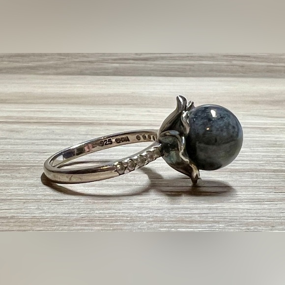 Designer JOY Sterling Silver Gray Quartz Flower Cocktail Ring, Size 7, 5.5g - Picture 5 of 11